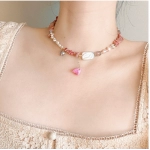 Spring and Summer Girls' Irregular Colorful Crystal Stone Pearl Necklace INS Small and Simple Sen Series Baroque Collar Chain